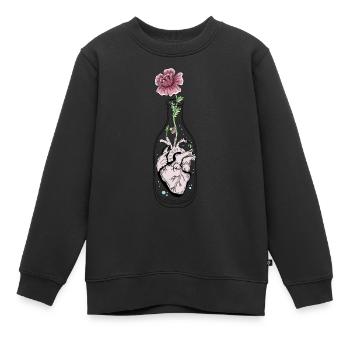 Herz in einer Vase Zeichnung Vintage Blumen Design - Kinder Premium Organic Sweatshirt - Schwarz - Vorne - AI Model Kid Female (0cm)