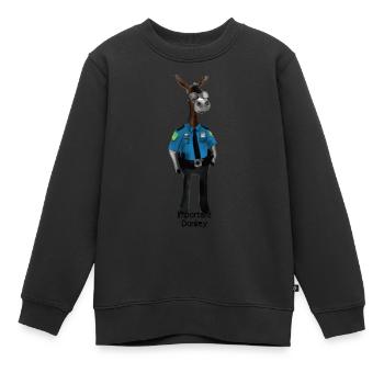 Important Officier âne Policier - Sweat Premium enfant bio - noir - Devant - AI Model Kid Female (0cm)