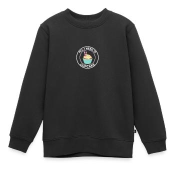 ALLES, WAS ICH BRAUCHE, IST CUPCAKE - Kinder Premium Organic Sweatshirt - Schwarz - Vorne - AI Model Kid Female (0cm)