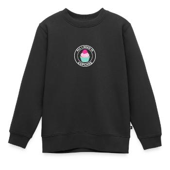 ALLES, WAS ICH BRAUCHE, IST CUPCAKE - Kinder Premium Organic Sweatshirt - Schwarz - Vorne - AI Model Kid Female (0cm)