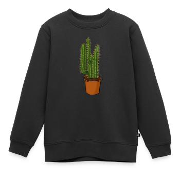 Kaktus - Kinder Premium Organic Sweatshirt - Schwarz - Vorne - AI Model Kid Female (0cm)