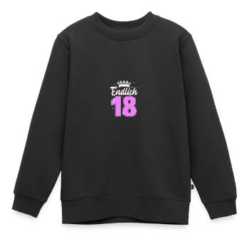 Endlich 18 - Kinder Premium Organic Sweatshirt - Schwarz - Vorne - AI Model Kid Female (0cm)