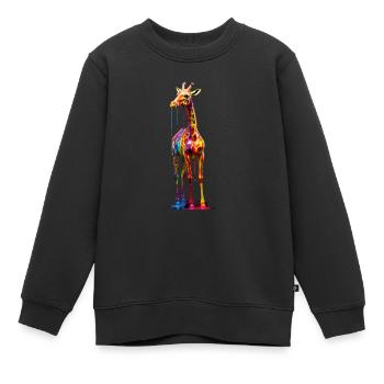 Girafe de couleur arc-en-ciel - Sweat Premium enfant bio - noir - Devant - AI Model Kid Female (0cm)