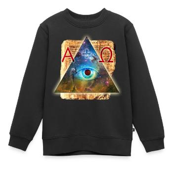 Das Auge Gottes Alpha + Omega - All-sehende - Kinder Premium Organic Sweatshirt - Schwarz - Vorne - AI Model Kid Female (0cm)