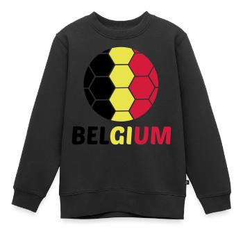 Belgique Belgique Texte Drapeau Cool Football Fan Fun - Sweat Premium enfant bio - noir - Devant - AI Model Kid Female (0cm)