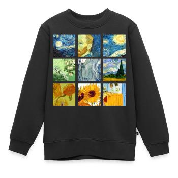 Van Art Gogh Graphique - Sweat Premium enfant bio - noir - Devant - AI Model Kid Female (0cm)