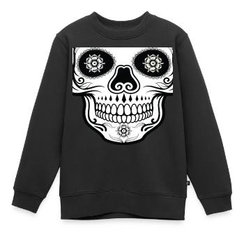 Mexikanischer Totenkopf Mundschutz - Kinder Premium Organic Sweatshirt - Schwarz - Vorne - AI Model Kid Female (0cm)