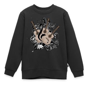 Guitares guitare - Sweat Premium enfant bio - noir - Devant - AI Model Kid Female (0cm)