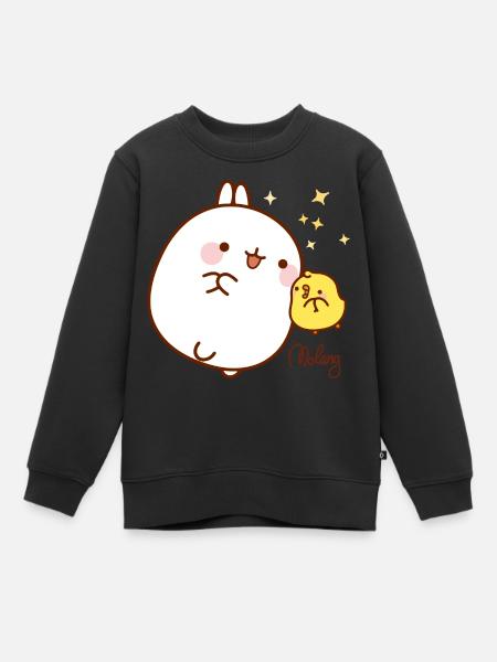 Molang Piu Piu mit Sternen - Kinder Premium Organic Sweatshirt - Schwarz