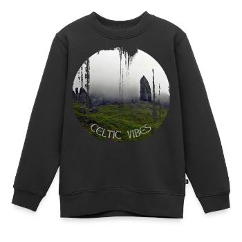 celtes 2 - Sweat Premium enfant bio - noir - Devant - AI Model Kid Female (0cm)