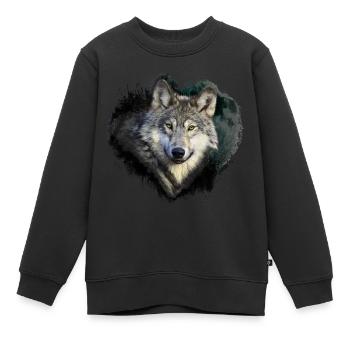 Wolf Liebe - Kinder Premium Organic Sweatshirt - Schwarz - Vorne - AI Model Kid Female (0cm)