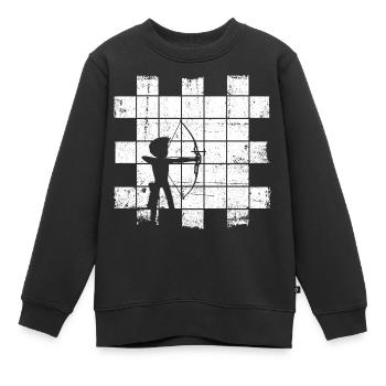 Bogenschießen Bogenschiessen Bogenschütze - Kinder Premium Organic Sweatshirt - Schwarz - Vorne - AI Model Kid Female (0cm)