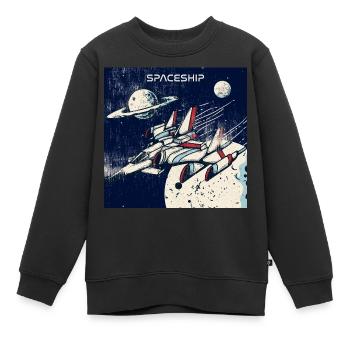 Vaisseau spatial en détresse - Sweat Premium enfant bio - noir - Devant - AI Model Kid Female (0cm)