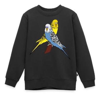 Wellensittiche Blau Gelb Ziervogel Liebhaber - Kinder Premium Organic Sweatshirt - Schwarz - Vorne - AI Model Kid Female (0cm)