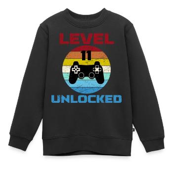 Contrôleur de joueur du 11e anniversaire Niveau 11 déverrouillé - Sweat Premium enfant bio - noir - Devant - AI Model Kid Female (0cm)