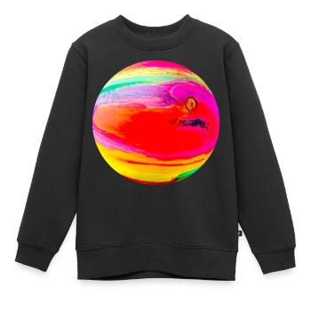 Wood look colorful - Ball 3D - Kids Premium Organic Sweatshirt - black - Front - AI Model Kid Female (0cm)