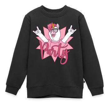 Party Einhorn  - Kinder Premium Organic Sweatshirt - Schwarz - Vorne - AI Model Kid Female (0cm)