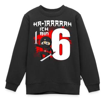 Ich Bin Schon 6 Ninja Junge 6 Jahre 6. Geburtstag - Kinder Premium Organic Sweatshirt - Schwarz - Vorne - AI Model Kid Female (0cm)