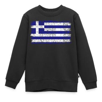 Drapeau grec Grèce Drapeau grec - Sweat Premium enfant bio - noir - Devant - AI Model Kid Female (0cm)