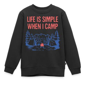 Life is Simple When I Camp Summer Camping - Kinder Premium Organic Sweatshirt - Schwarz - Vorne - AI Model Kid Female (0cm)