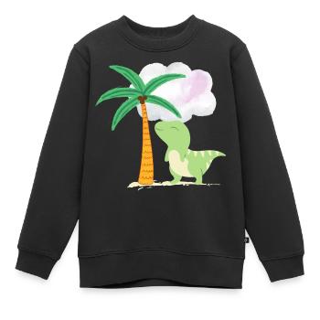 Süßer Dino unter Palme 💗 Design für die Familie - Kinder Premium Organic Sweatshirt - Schwarz - Vorne - AI Model Kid Female (0cm)