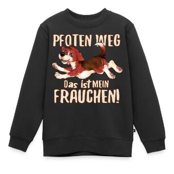 Pfoten weg, das ist mein Frauchen lustiger Beagle - Kinder Premium Organic Sweatshirt - Schwarz - Vorne - AI Model Kid Female (0cm)