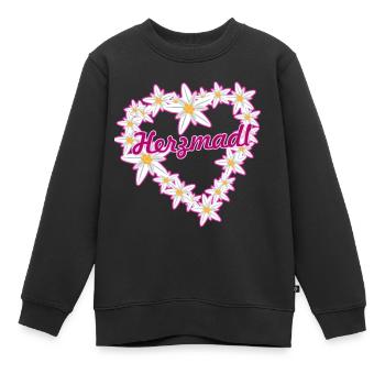 herzmadl,madl,herz,edelweiß,volksfest - Kinder Premium Organic Sweatshirt - Schwarz - Vorne - AI Model Kid Female (0cm)