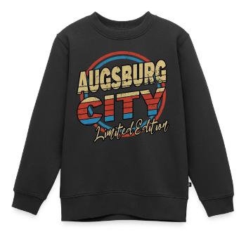 Augsburg Allemagne City Font Style des années 80 - Sweat Premium enfant bio - noir - Devant - AI Model Kid Female (0cm)