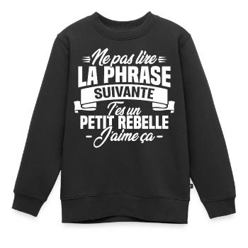 Ne pas lire la phrase suivante - Sweat Premium enfant bio - noir - Devant - AI Model Kid Female (0cm)