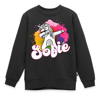 SOFIE - Schöner Name mit dabbing Einhorn - Kinder Premium Organic Sweatshirt - Schwarz - Vorne - AI Model Kid Female (0cm)
