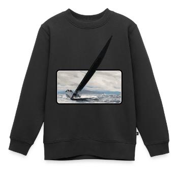 Yacht sur une vague - Sweat Premium enfant bio - noir - Devant - AI Model Kid Female (0cm)