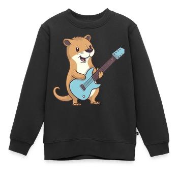Mangouste mignonne jouant de la guitare - Sweat Premium enfant bio - noir - Devant - AI Model Kid Female (0cm)