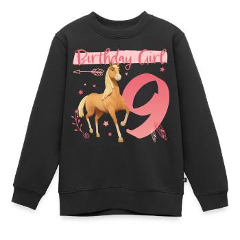 Spirit Birthday Girl 9 Anniversaire Tenue Cadeau - Sweat Premium enfant bio - noir - Devant - AI Model Kid Female (0cm)