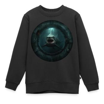Requin - Sweat Premium enfant bio - noir - Devant - AI Model Kid Female (0cm)