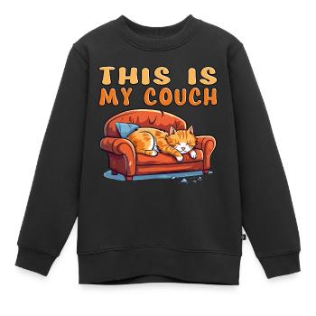 Cat Couch Sofa Funny Humor Typical Cartoon - Kids Premium Organic Sweatshirt - black - Front - AI Model Kid Female (0cm)
