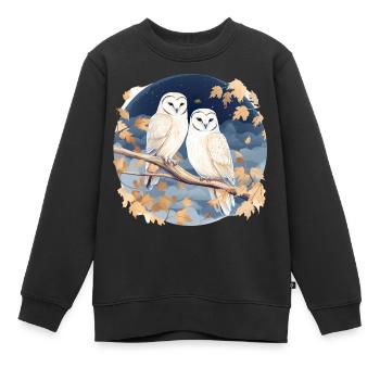 Schleiereule Eulen für einen Eulen Fan - Kinder Premium Organic Sweatshirt - Schwarz - Vorne - AI Model Kid Female (0cm)