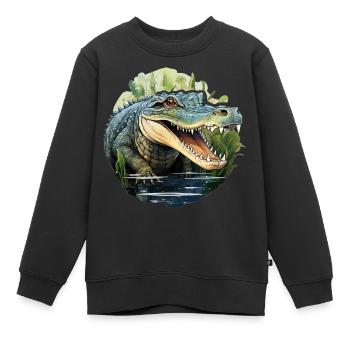 Krokodil - Kinder Premium Organic Sweatshirt - Schwarz - Vorne - AI Model Kid Female (0cm)