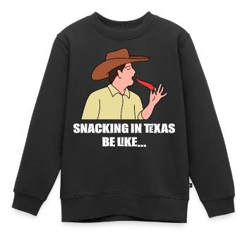 Snacks in Texas Design für stolze Texaner - Kinder Premium Organic Sweatshirt - Schwarz - Vorne - AI Model Kid Female (0cm)