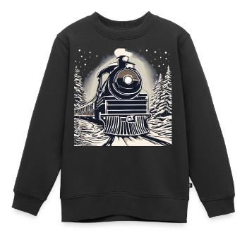 Lokomotive - Kinder Premium Organic Sweatshirt - Schwarz - Vorne - AI Model Kid Female (0cm)