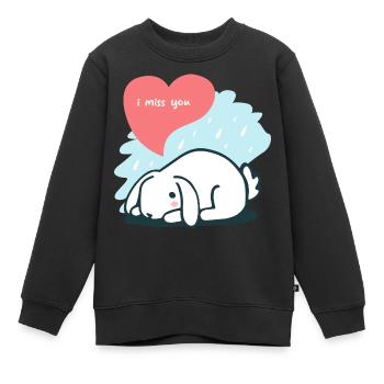 Ich vermisse dich lustige Tiere Grafik - Kinder Premium Organic Sweatshirt - Schwarz - Vorne - AI Model Kid Female (0cm)