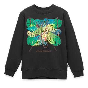 Jungle tropicale, mais où est la panthère ? - Sweat Premium enfant bio - noir - Devant - AI Model Kid Female (0cm)