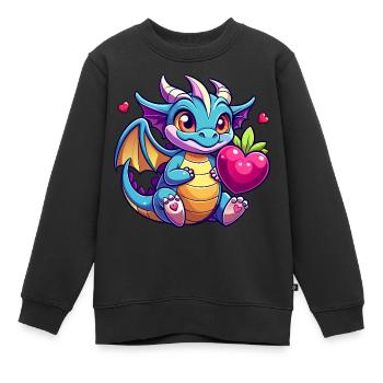 Farbenfroher Drache - Kinder Premium Organic Sweatshirt - Schwarz - Vorne - AI Model Kid Female (0cm)