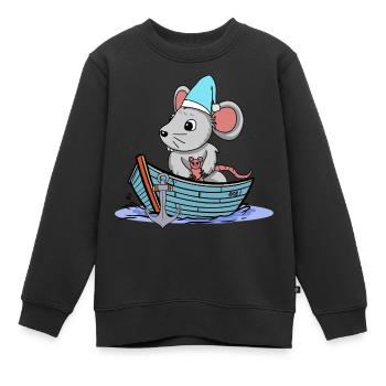 maritim Maus Nager Boot Schifffahrt Reise Kind - Kinder Premium Organic Sweatshirt - Schwarz - Vorne - AI Model Kid Female (0cm)