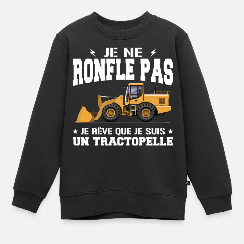 Engin de chantier Tractopelle Ronfler - Sweat Premium enfant bio - noir