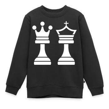 Jeux échecs - Sweat Premium enfant bio - noir - Devant - AI Model Kid Female (0cm)