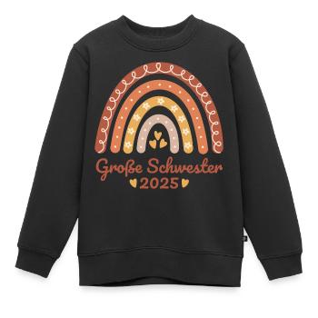Geschwister Boho Regenbogen Große Schwester 2025 - Kinder Premium Organic Sweatshirt - Schwarz - Vorne - AI Model Kid Female (0cm)