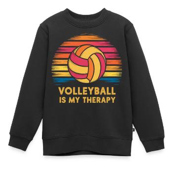 Volleyball - Kids Premium Organic Sweatshirt - black - Front - AI Model Kid Female (0cm)