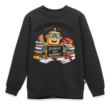 Einschulung erster Schultag kleiner Roboter - Kinder Premium Organic Sweatshirt - Schwarz - Vorne - AI Model Kid Female (0cm)