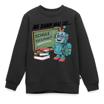 Einschulung erster Schultag kleiner Roboter - Kinder Premium Organic Sweatshirt - Schwarz - Vorne - AI Model Kid Female (0cm)
