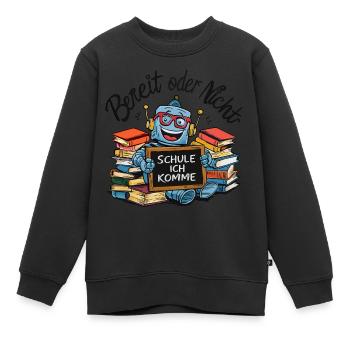 Einschulung erster Schultag kleiner Roboter - Kinder Premium Organic Sweatshirt - Schwarz - Vorne - AI Model Kid Female (0cm)